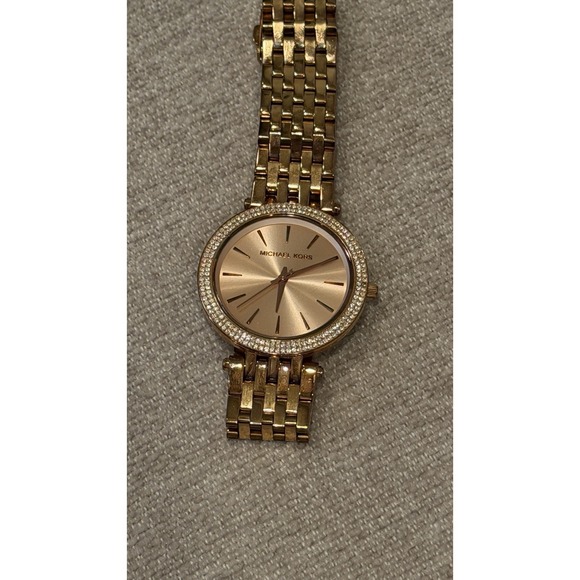 Michael Kors MK3192 Rose Gold Crystal Bezel Women's Watch Needs Battery - Picture 3 of 12